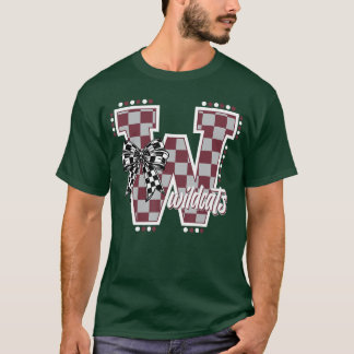 T-shirt Wildcats Checkered Maroon Wildcat Pride School Spi