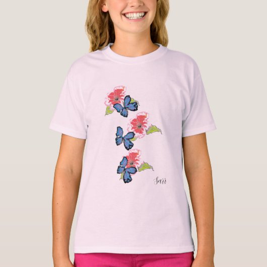 T-shirt : Wilde bloemen & vlinders (Voorkant)