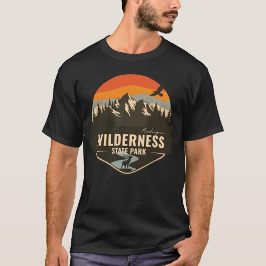 T-shirt Wilderness State Park Michigan MI Retro Camping gi (Devant)