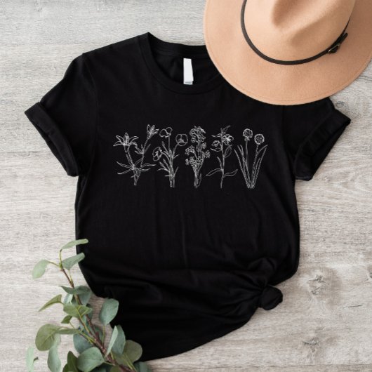 T-shirt Wildflower Botanical Boho Floral Garden White