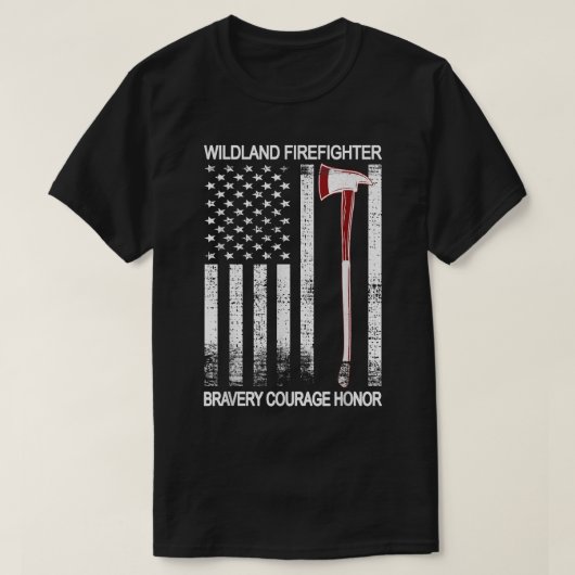T-shirt Wildland Firefighter American Flag Red Line Wildla (Design devant)