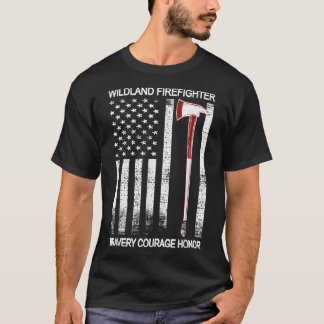 T-shirt Wildland Firefighter American Flag Red Line Wildla