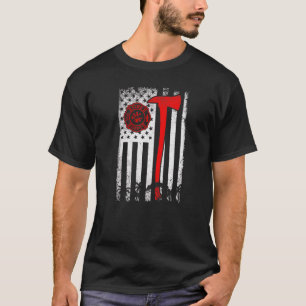 T-shirt Wildland Firefighter Ax drapeau américain mince Re