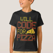 T-shirt Will Code Pour Pizza Funny Computer Coding Pizza L (Devant)