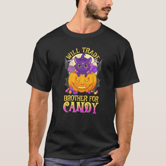 T-shirt Will Trade Brother Pour Candy Cute Halloween (Devant)