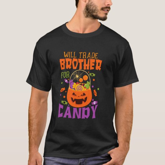 T-shirt Will Trade Brother Pour Candy Funny Halloween Matc (Devant)