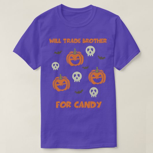 T-shirt Will Trade Brother Pour Candy Funny Halloween Part (Design devant)