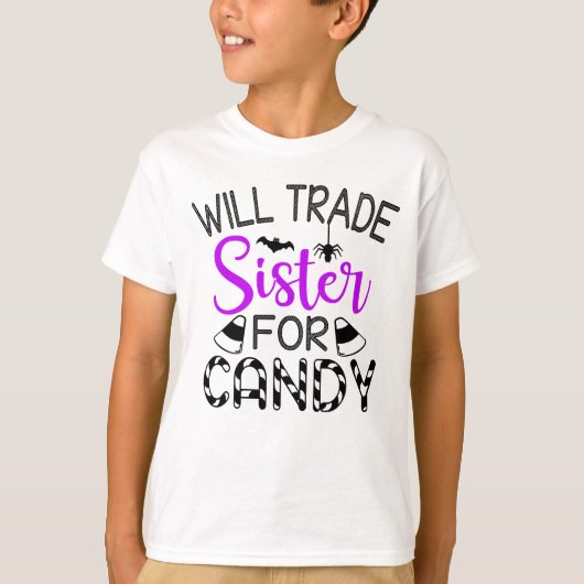 T-shirt Will Trade Sister De Candy drôle Halloween (Devant)