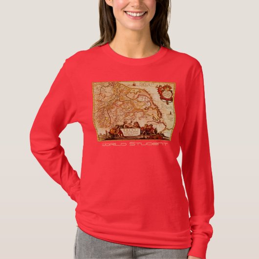 T-shirt Willem Janszoon Blaeu Ancienne carte allemande (Devant)