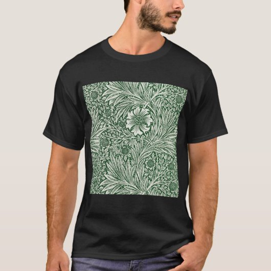 T-shirt william morris marigold fleurs vertes (Devant)