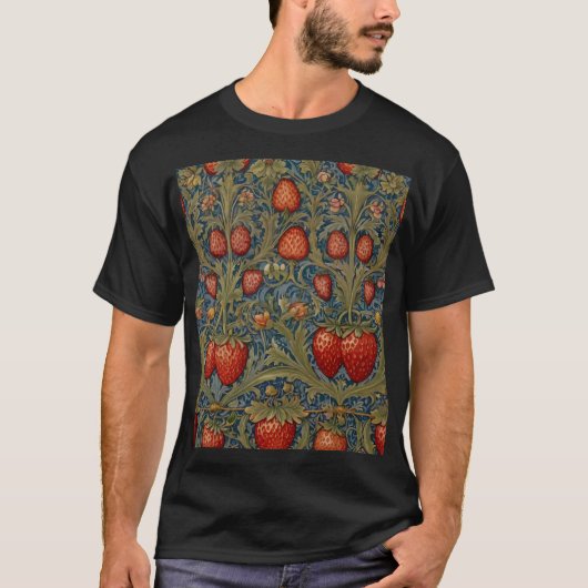 T-shirt William Morris Strawberry Thief Motif floral (Devant)