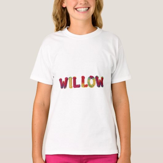 T-shirt Willow Name in Vibrant Crochet Motif (Devant)