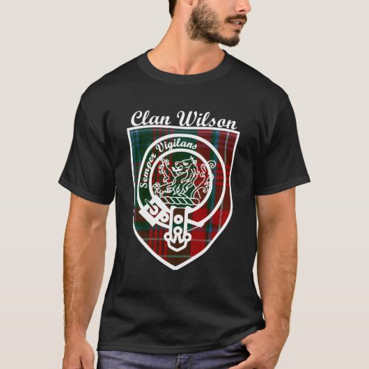 T-shirt Wilson Nom de famille Nom Scottish Clan Tan Badge  (Devant)