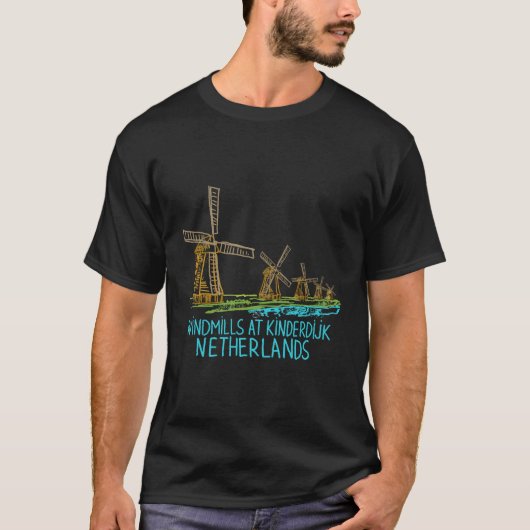 T-shirt Windmills À Kinderdijk Pays-Bas (Devant)