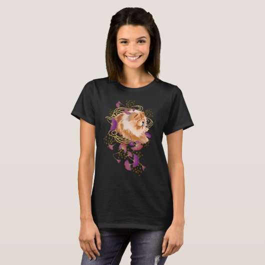 T-shirt WINDSONG - Chow en cascade version feuille (Devant entier)