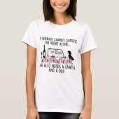 T-shirt Wine Camper Dog Floral Quote Design (Devant)