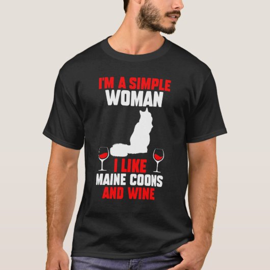 T-shirt Wine Cat Maine Coon (Devant)