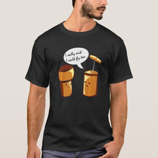 T-shirt Wine Cork Alcoholic Liquor Vine Fermented Grapes B (Devant)