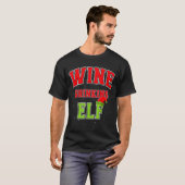 T-shirt Wine Drinking Elf Christmas Family Matching Group  (Devant entier)