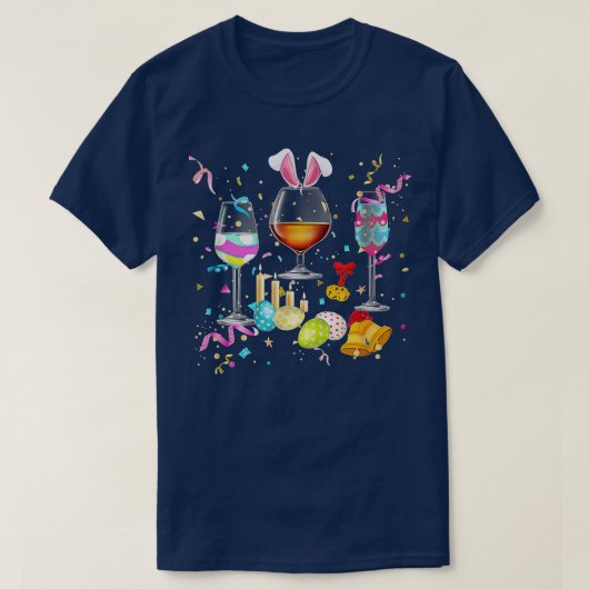 T-shirt Wine Glasses Bunny Eggs (Design devant)