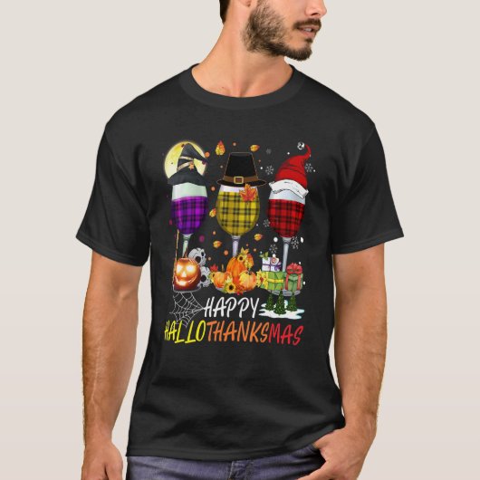 T-shirt Wine Glasses Witch Santa Hat (Devant)