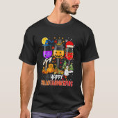 T-shirt Wine Glasses Witch Santa Hat (Devant)