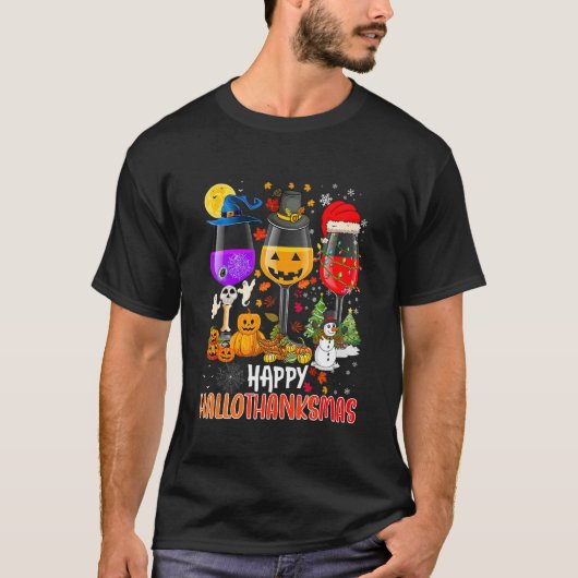 T-shirt Wine Glasses Witch Santa Hat (Devant)