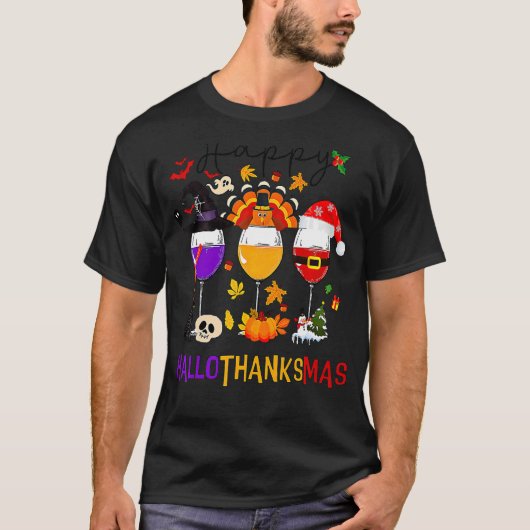 T-shirt Wine Glasses Witch Santa Hat (Devant)