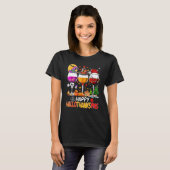 T-shirt Wine Glasses Witch Santa Hat (Devant entier)