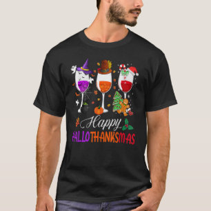 T-shirt Wine Glasses Witch Santa Hat