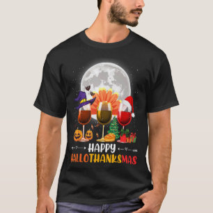 T-shirt Wine Glasses Witch Santa Hat