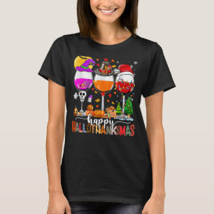 T-shirt Wine Glasses Witch Santa Hat