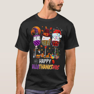 T-shirt Wine Glasses Witch Santa Hat