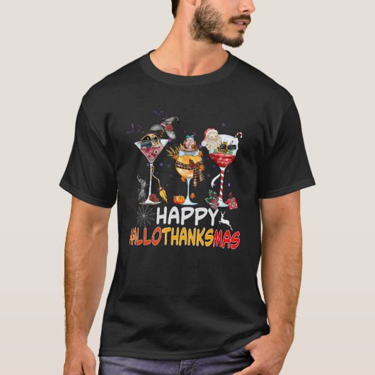 T-shirt Wine Glasses Witch Santa Hat (Devant)