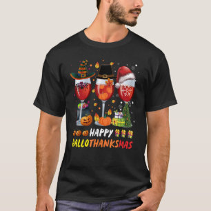 T-shirt Wine Glasses Witch Santa Hat