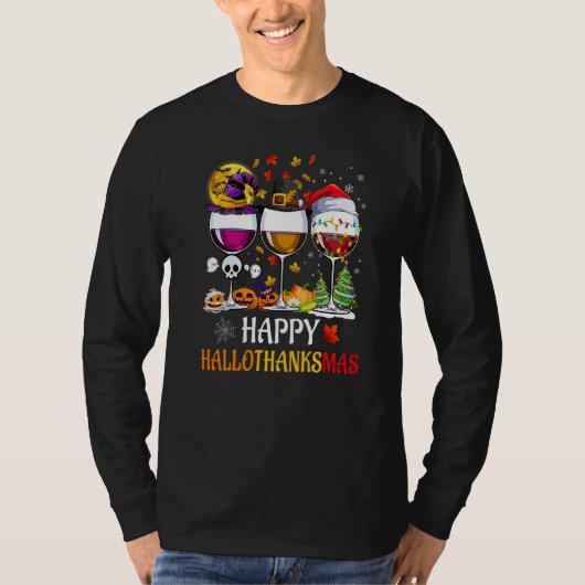 T-shirt Wine Glasses Witch Santa Hat (Devant)