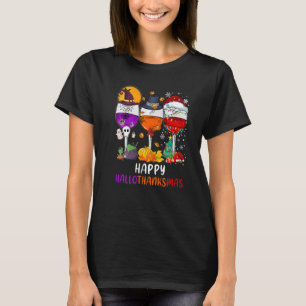 T-shirt Wine Glasses Witch Santa Hat