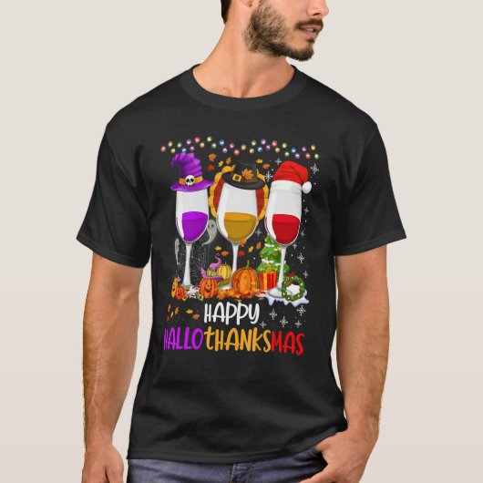 T-shirt Wine Glasses Witch Santa Hat (Devant)