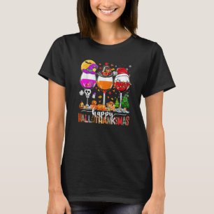 T-shirt Wine Glasses Witch Santa Hat