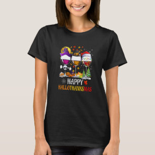 T-shirt Wine Glasses Witch Santa Hat
