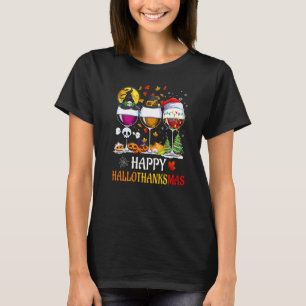 T-shirt Wine Glasses Witch Santa Hat