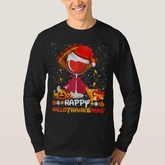 T-shirt Wine Glasses Witch Santa Hat (Devant)