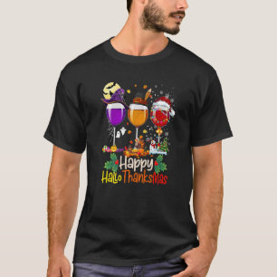 T-shirt Wine Glasses Witch Santa Hat