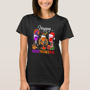 T-shirt Wine Glasses Witch Santa Hat