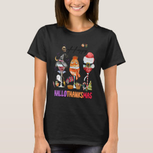 T-shirt Wine Glasses Witch Santa Hat