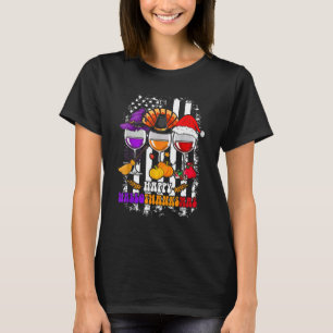 T-shirt Wine Glasses Witch Santa Hat