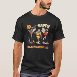 T-shirt Wine Glasses Witch Santa Hat
