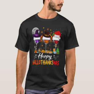 T-shirt Wine Glasses Witch Santa Hat
