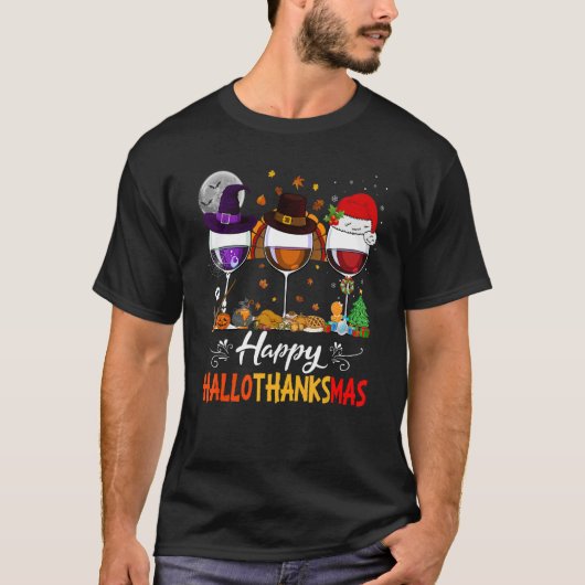 T-shirt Wine Glasses Witch Santa Hat (Devant)
