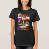 T-shirt Wine Glasses Witch Santa Hat (Devant)